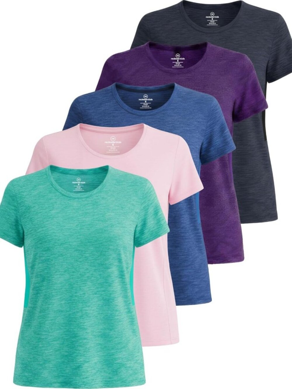 5 Pack Women's Athletic Gym Tees - Dry Fit Crew Neck Workout Tops for Fitness